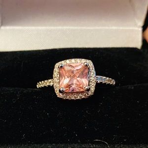 Pink cubic zirconia ring